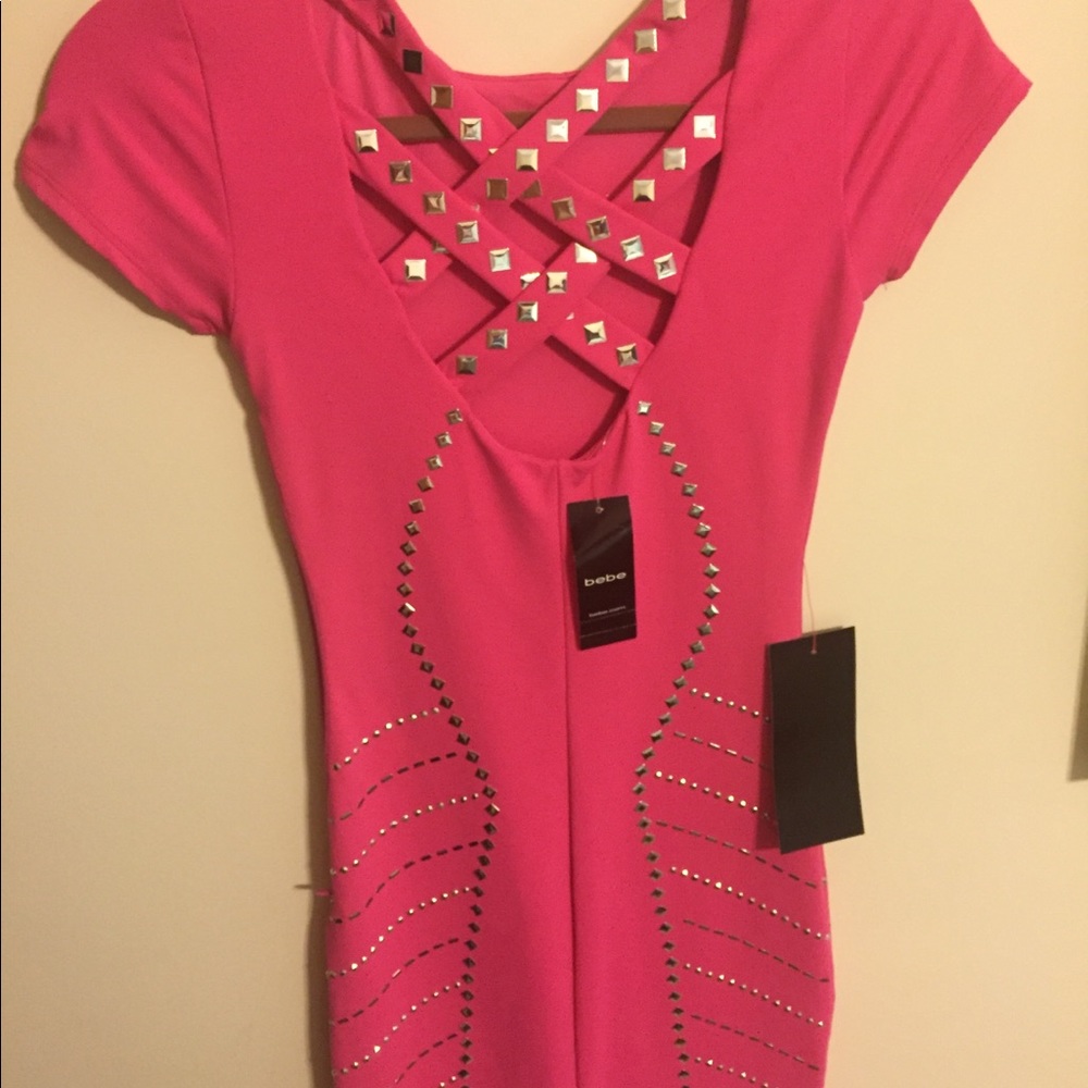 Pink Bebe fitted dress xs